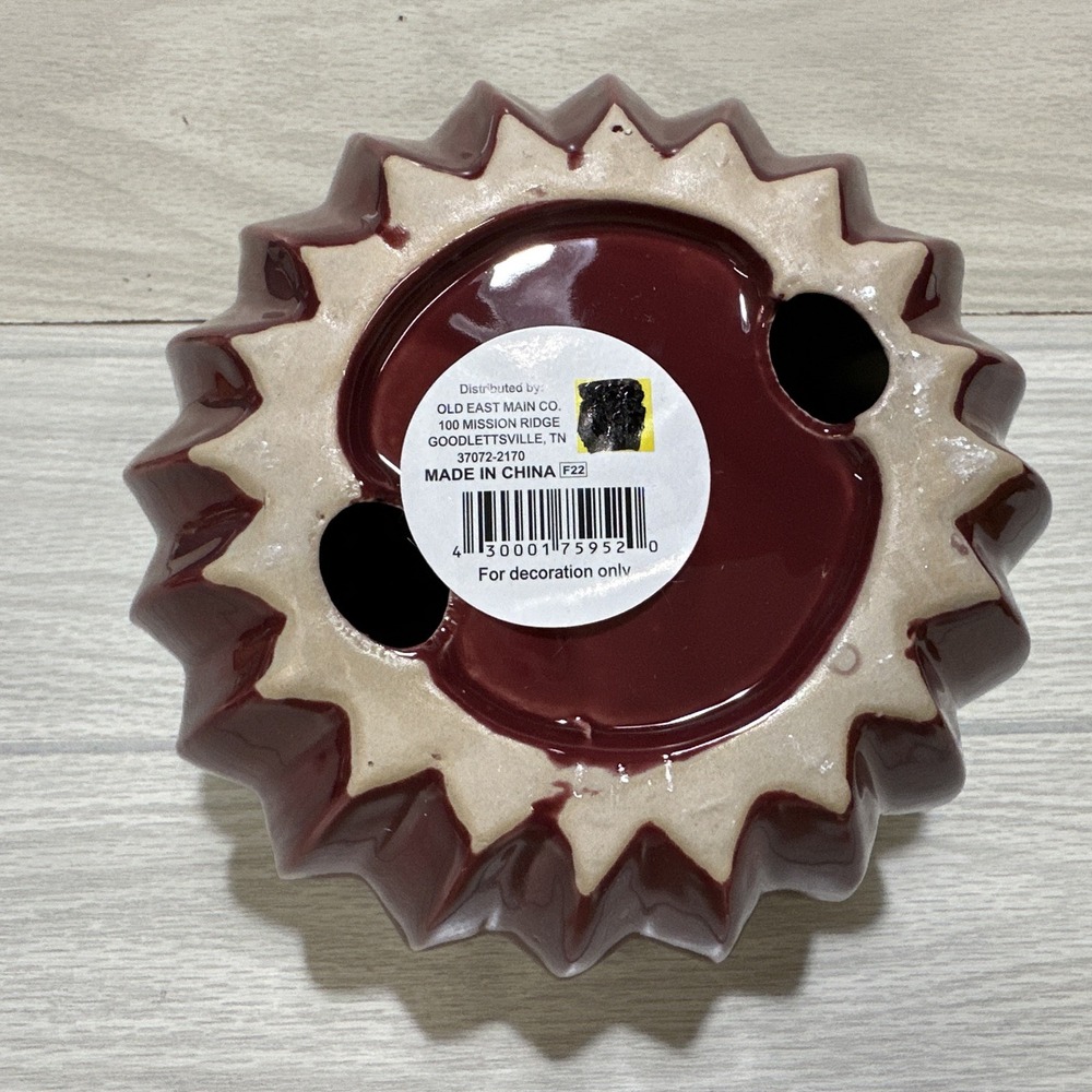 OLD EAST WEST CO Ceramic Pumpkin Glazed Burgundy 6.5 x 6.5"‎ Harvest Fall Autumn - Picture 4 of 5